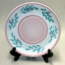 Caleca Pink Garland 8.25" Salad Plate Hand Painted Made in Italy