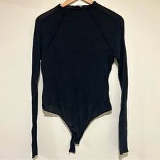 Intimately Free People Black Ribbed Longsleeve Body Suit Size Medium