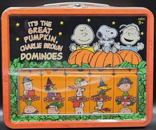 NEW Peanuts Its The Great Pumpkin Charlie Brown Dominoes In Collectors Lunch Box