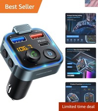 Bluetooth FM Transmitter for Car with LED Backlight - Fast Charging Safety