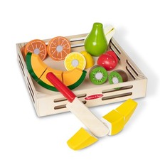 Melissa  Doug Cutting Fruit Set - Wooden Play Food Kitchen Accessory, Multi
