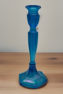 Fenton Glass Single Light Candlestick Line 349 Colonial Celeste Blue 10 3/8  USA