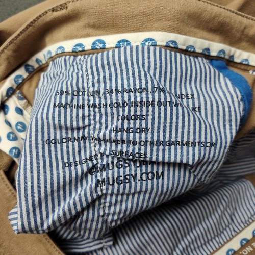 Mugsy Jeans Belmonts Pants Mens 33x28 Khaki Chino Stretch Slim Fit Casual - Picture 8 of 12