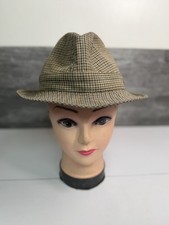 Dunn & Co Hat Vintage 1960s Grey Check Duraform Trilby 56cm Size Medium