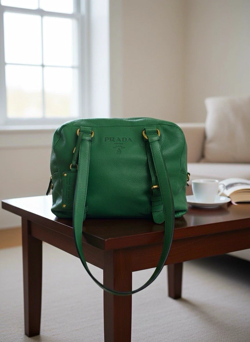 バッグ 00s Prada Green Leather Boston Bag PRADA Leather Exterior Green Bags & Handbags for Women Just Listed