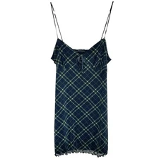 UO Y2k Plaid Mini Babydoll Slip Dress Large Holiday Fairy Preppy Party Old Money