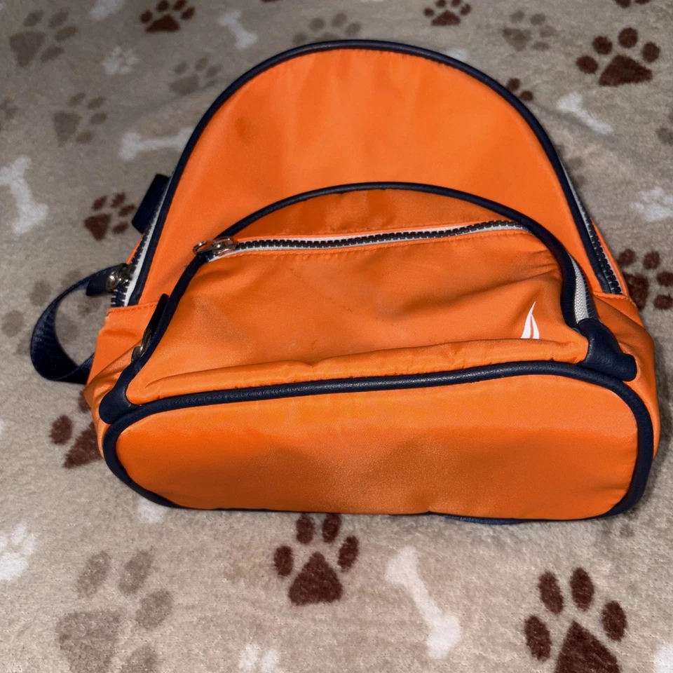 Mini Mochila Nautica Naranja Blanco Logo Ropa de Calle Cartera Bolso Correas Ajustables B-02 Foto 4 de 4