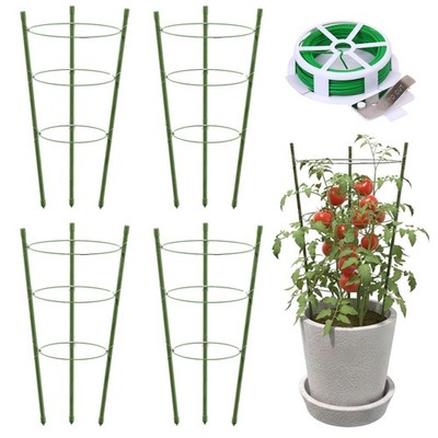 4 Pack Plant Tomato Cages for Garden, 18 Inches Small Tomato Cages and Supports
