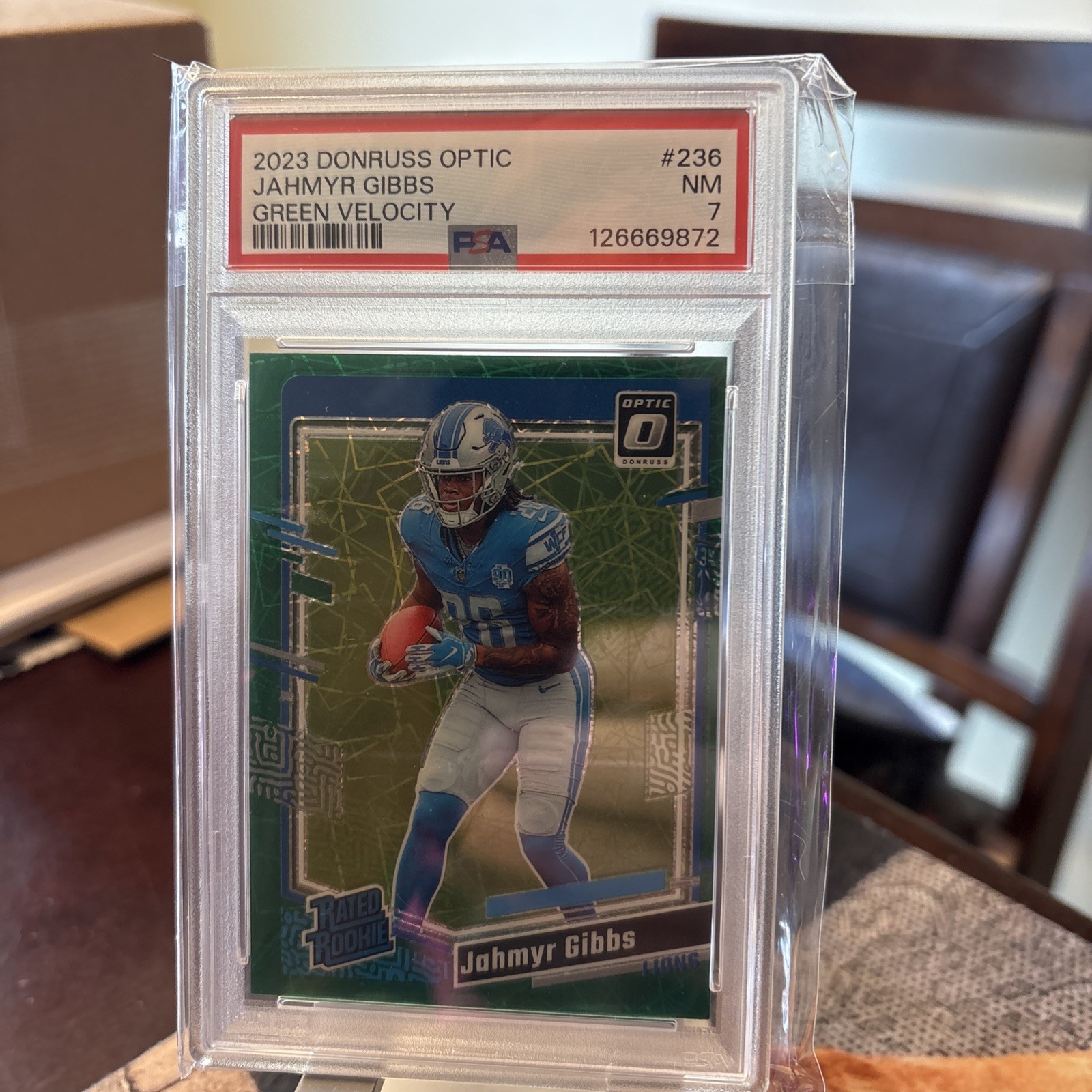 2023 Panini Donruss Optic - Rated Rookie Jahmyr Gibbs #236 Green Velocity Prizm