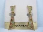 D'Orlan Gold Plated Clip Earrings with Pastel Swarovski Crystals - 8314