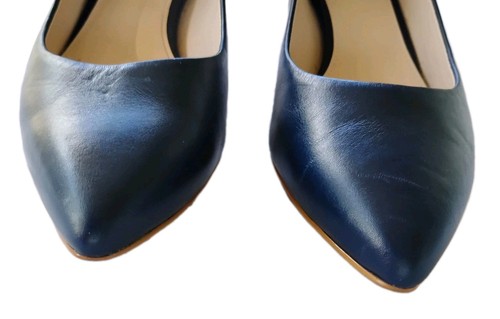Cole Haan Shoes Sz 8 Navy Blue Leather Kitten Heels Pointed Toe Women's Pumps B - Picture 4 of 11