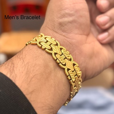 Men's Gold Bracelet, 24k Dubai Gold plated Bracelet For Men, Men's