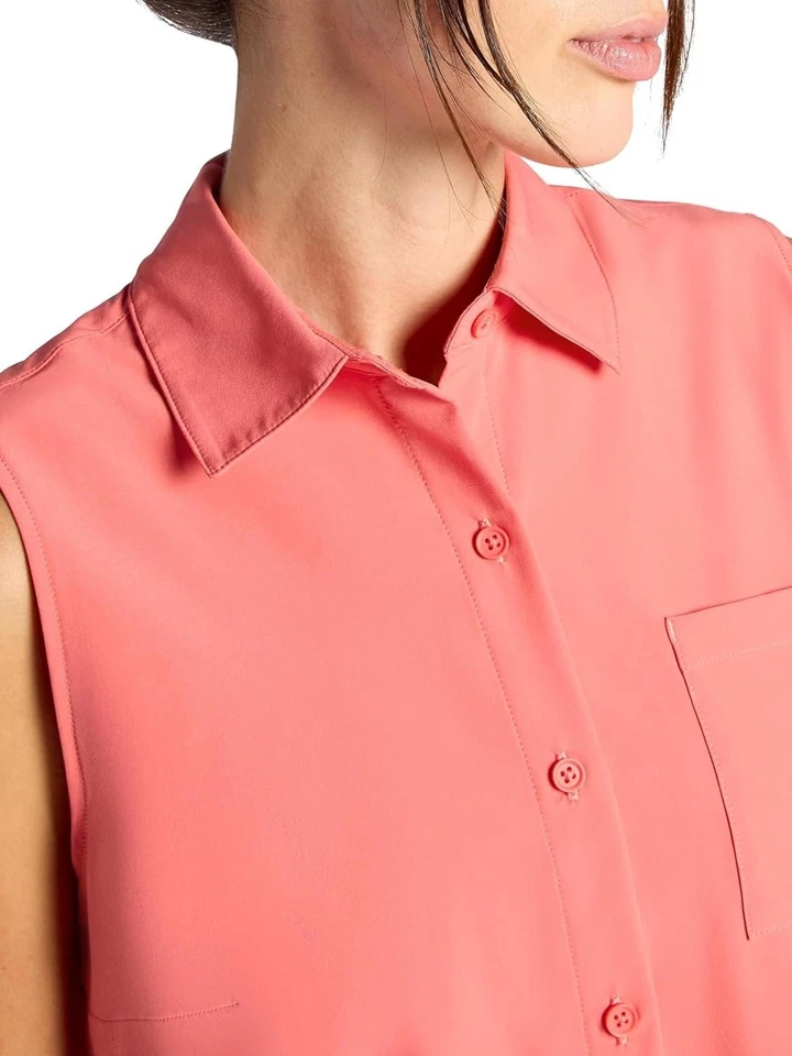 Camiseta sin mangas tejida Gaiam On The Move para mujer, ajuste estándar, elástica coral ligero Foto 4 de 4