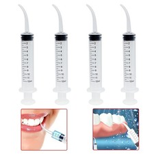 Curved Tip 12cc Oral Irrigation Syringes Disposable Dental Utility (Choose Qty)