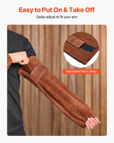 VEVOR Leather Welding Sleeves Heavy Duty Cowhide Flame Resistant Work Sleeves - Picture 5 of 12