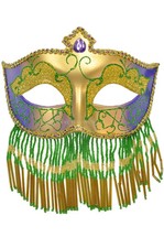 Brand New Mardi Gras Masquerade Veil Mask Gold