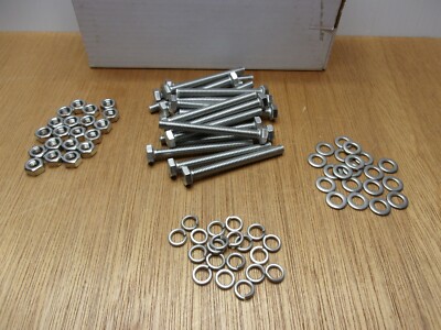(20 Each) M6-1.0 X 50MM A2 Hex Head Cap Screw Nut Flat Lock Washer Stainless SS
