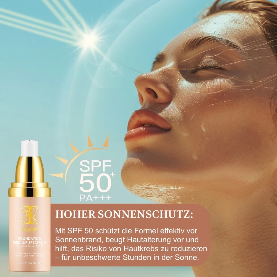 SPF 50 Sonnenschutz Sonnencreme  Foundation Gesicht UV-Schutz Anti-Aging Serum - Bild 2 von 4