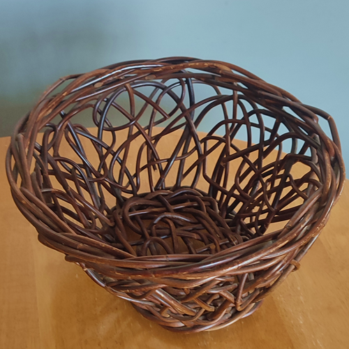 Vintage Willow Wicker Basket - Handmade Natural Décor Dark Wood Wooden Storage - Picture 6 of 10