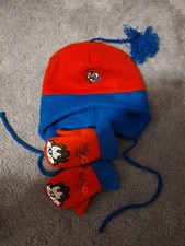 TAZ  devil tazmanian devil fleece Winter Beanie Hat & Gloves Set toddler