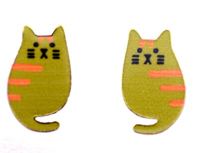 Super süße Ingwer Emaille Kätzchen Katze Ohrstecker
