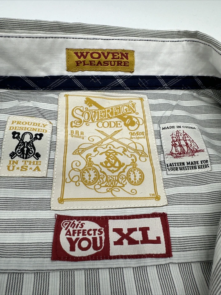 Sovereign Code Long Sleeve Button Up Shirt Men X-Large Striped Pocket…#6447 - Image 2 of 4