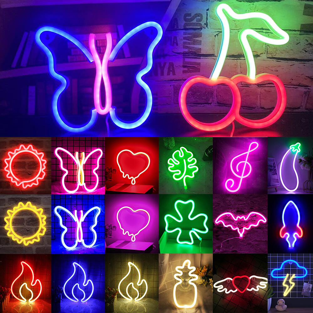LED Neon Schild Nacht Licht Beleuchtung Deko Lampe Leuchtschild Wandleuchte DE