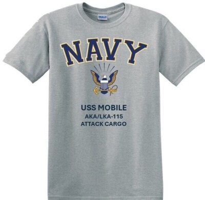 USS MOBILE  AKA/LKA-115 *AMPHIBIOUS *EAGLE*SHIRT. OFFICIALLY LICENSED