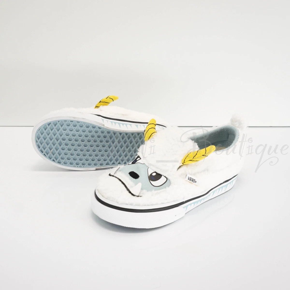No Box Vans Toddler Slip On V Yeti Shoes Sneaker Canvas White Multi Size 9.5K