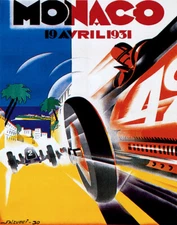 POSTER 1931 MONACO GRAND PRIX MONACO RACE STREET CAR VINTAGE REPRO FREE S/H