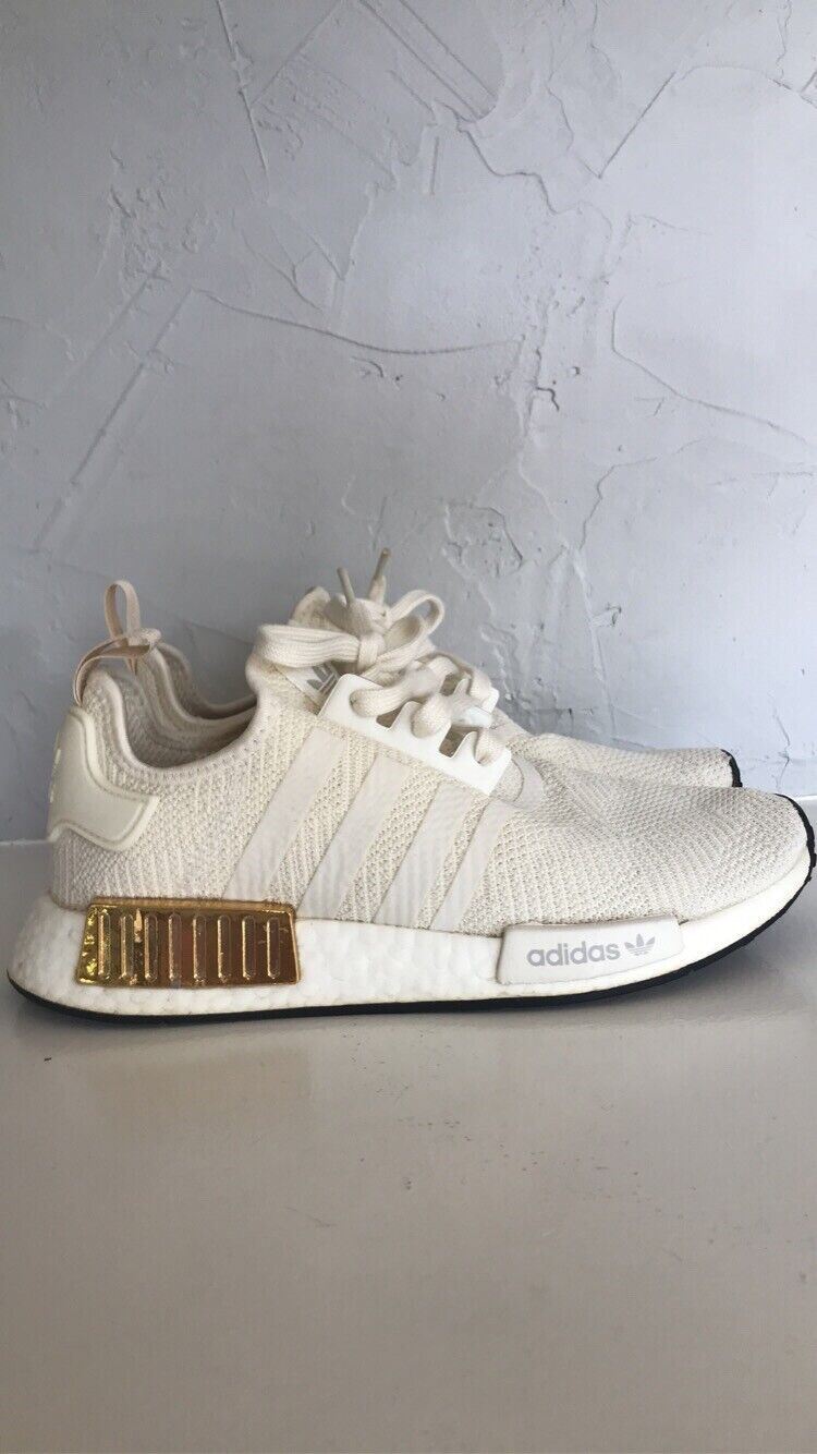 oficina postal descuento Correctamente adidas NMD white and gold women's size 8 1/2 | eBay