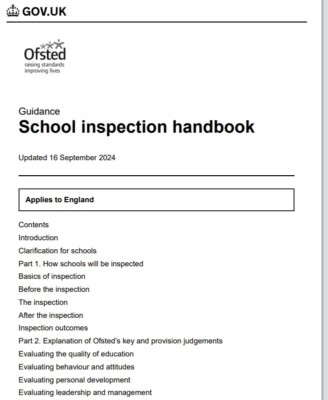 Ofsted Leitfaden Schulinspektion Handbuch aktualisiert 2024 spiralgebunden
