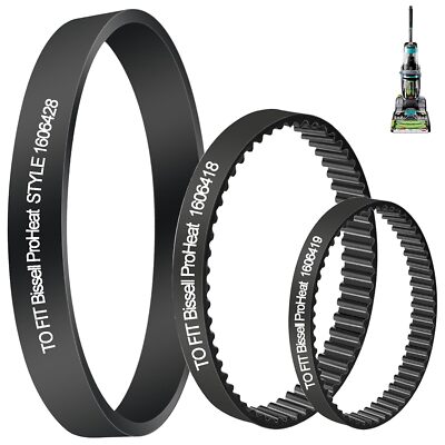 3-Pack Replacement Vacuum Belts for Bissell ProHeat 2X Revolution Pet Cleaner