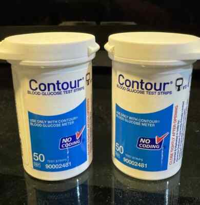 Contour 100 Strips  Blood Glucose TestStrips Without Box 100 Strips Exp8/26