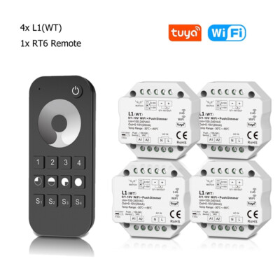 0-10V Smart Life WiFi LED Dimmer Controller Push Switch+RF 4 zone Remote f Alexa