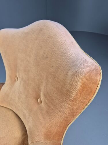Vintage Danish Lounge Chair Gold Velour 1930s Boudoir Suite EB9136 VCLO - Picture 19 of 21