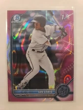 2022 Bowman 1st Bowman Chrome Ian Lewis #BCP-96 Fuchsia Lava 163/199 Marlins