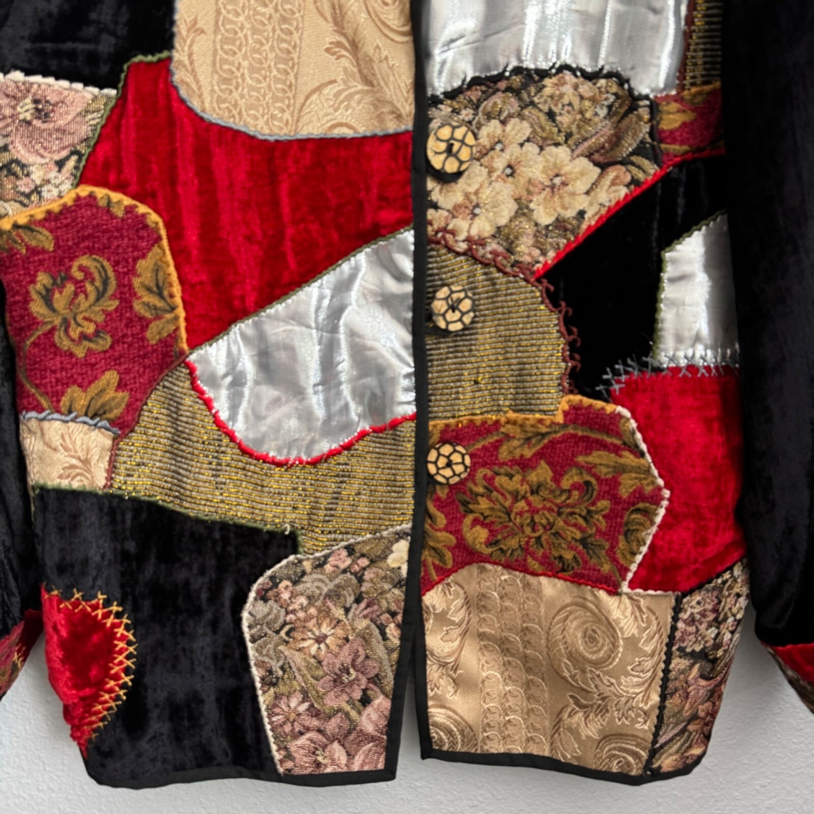 Vintage Allure Patchwork Blazer Jacket Size M Bla… - image 6