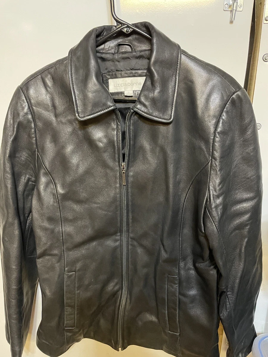 Liz Claiborne Soft Leather Jacket Black Large eBay