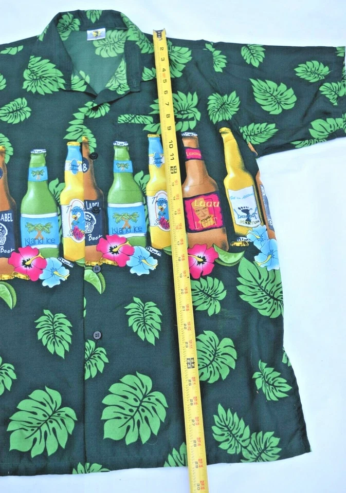 Barefoot Attitude Island Hawaiian Button Down Shirt Beer Size M - Image 4 of 4