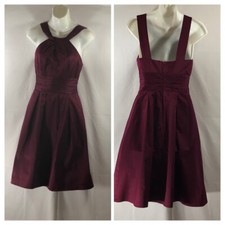 David's Bridal Dress Size 2 Purple Bridesmaid Halter Y-Neck Pleated Zip Back