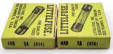 Lot of 10 Littelfuse 4AB 1A 250V 9/16" x 1-1/4" Ceramic Fuses 1 Amp Vintage 414