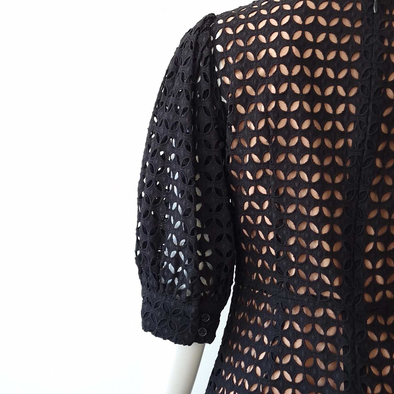 305€ ABITO IN PIZZO MICHAEL KORS S 36 USA4 UK8 FODERATO CON OCCHIELLI RICAMATI