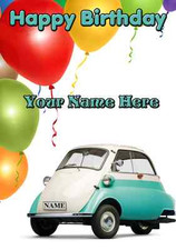 BM Isetta car Birthday,father A5 Personalised Greeting Card pid134