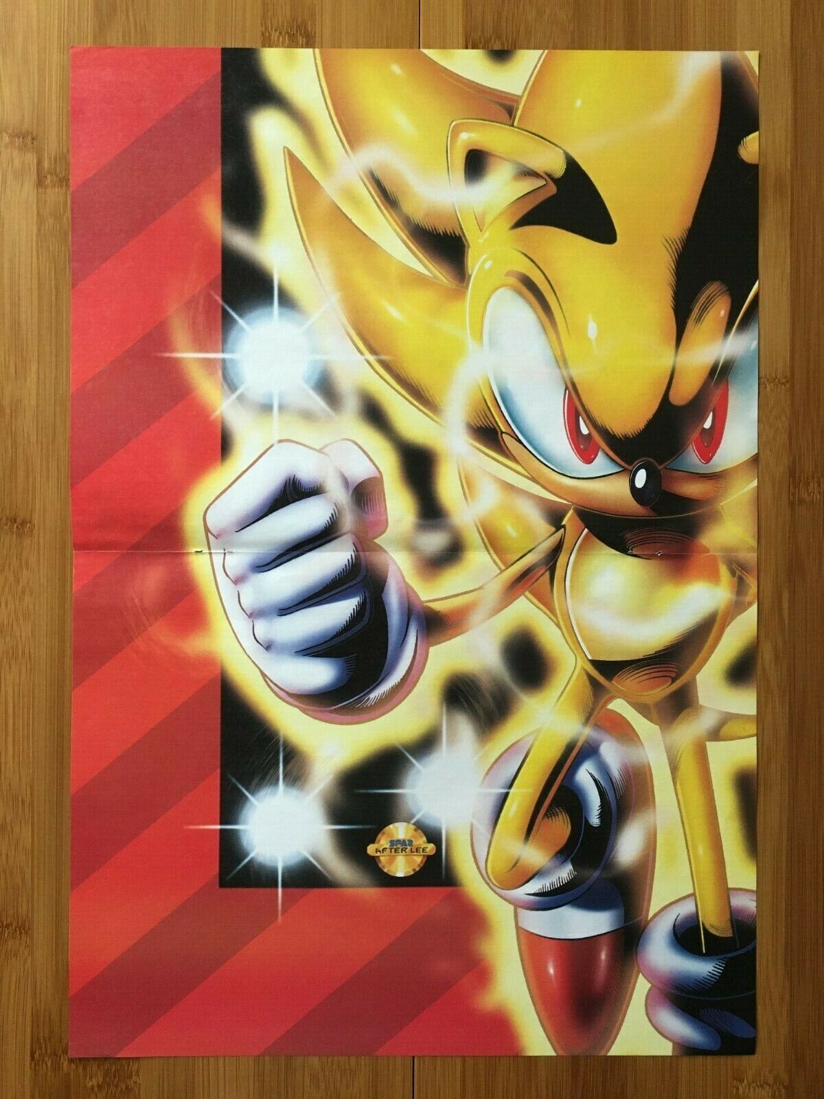 super saiyan sonic movie poster, yellow fur, super