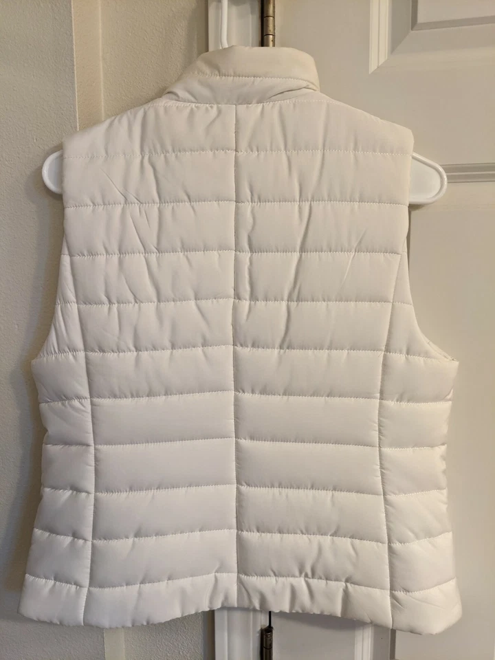 Chaleco acolchado Ann Taylor LOFT para mujer blanco crema talla pequeña Foto 2 de 2