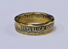 "Sealed" DOMINICAN REPUBLIC UN PESO  handcrafted  coin ring  size 4-12