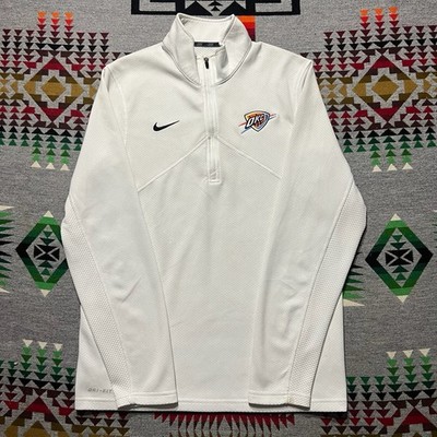 Nike Oklahoma City Thunder OKC 1/4 Zip Mens Small White Dri-Fit Pullover NBA R1