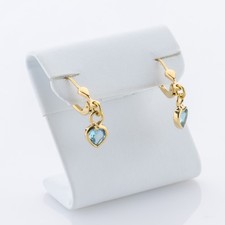 Heart-Shaped Topaz Drop Earrings in 14K Yellow Gold