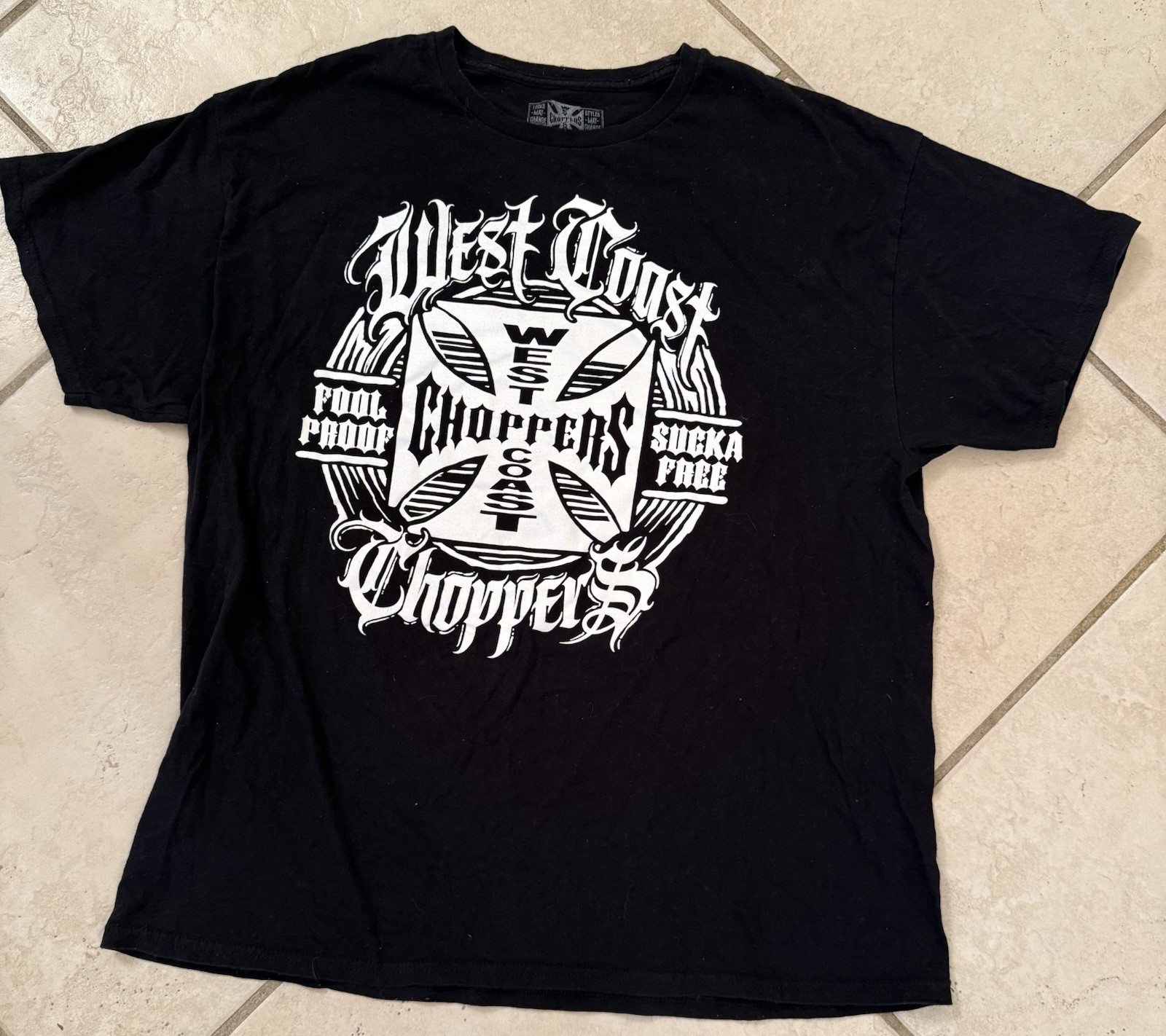 West Coast Choppers “Fool Proof, Sucka Free” Graphic Black T-Shirt Size Xl